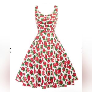 Plus size 2xl retro strawberry Belle Poque Sleeveless Summer Dress